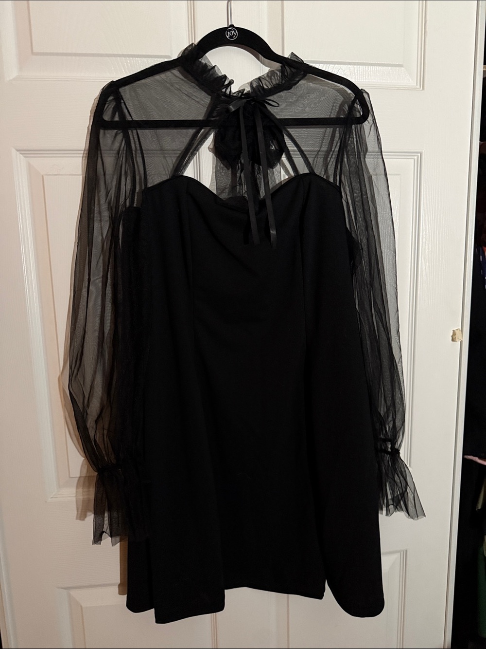 Shein Curve Black Mesh Sleeve A-Line Dress